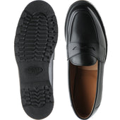 Herring Moulton mens rubber-soled loafers in black calf