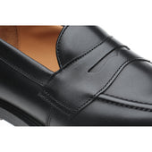 Herring Moulton mens rubber-soled loafers in black calf