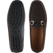 Herring Mugello mens rubber-soled driving moccasins in dark brown suede