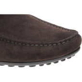 Herring Mugello mens rubber-soled driving moccasins in dark brown suede