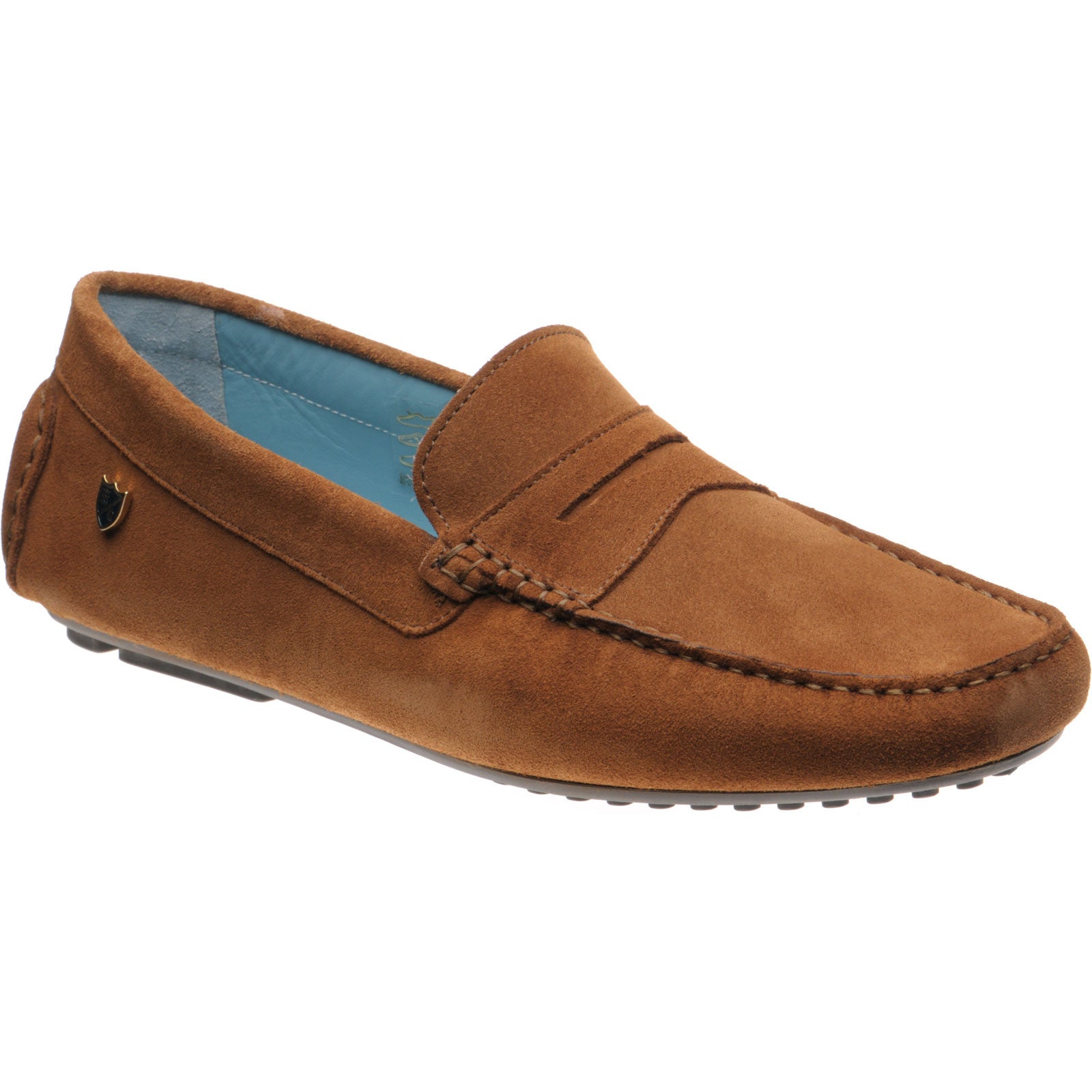 Herring Murlo II mens rubber-soled driving moccasins in cognac suede