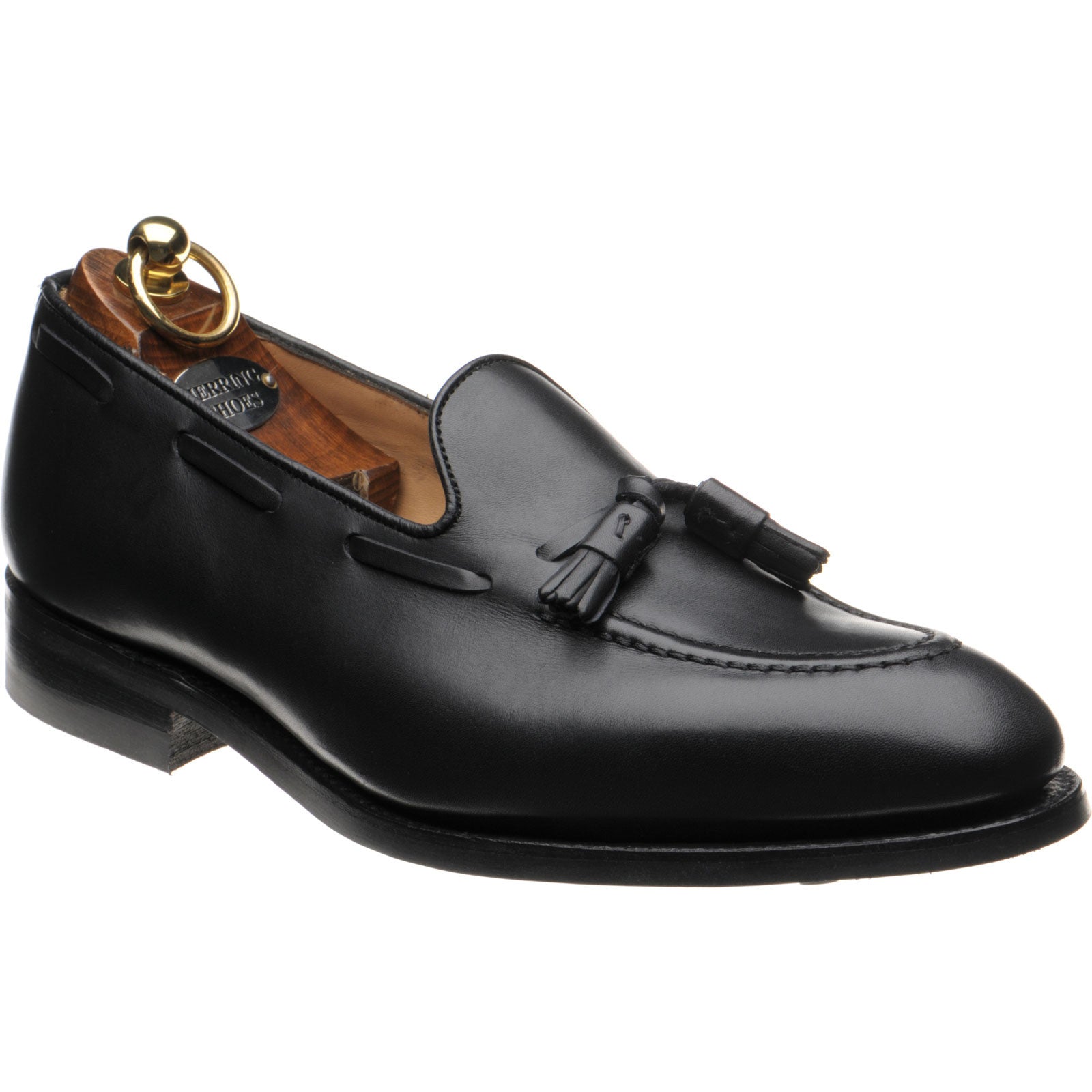 Herring Nene (Rubber) mens rubber-soled tasselled loafers in black calf