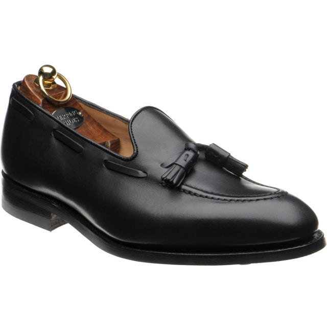 Herring Nene (Rubber) mens rubber-soled tasselled loafers in black calf