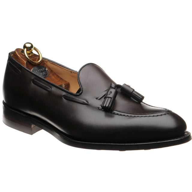Herring Nene (Rubber) mens rubber-soled tasselled loafers in dark brown calf