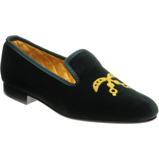 Herring Ohene mens house shoes in green velvet