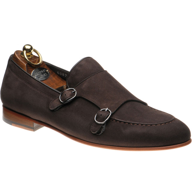 Herring Otello mens monk shoes in brown suede