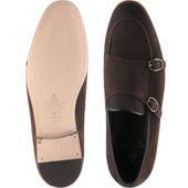 Herring Otello mens monk shoes in brown suede