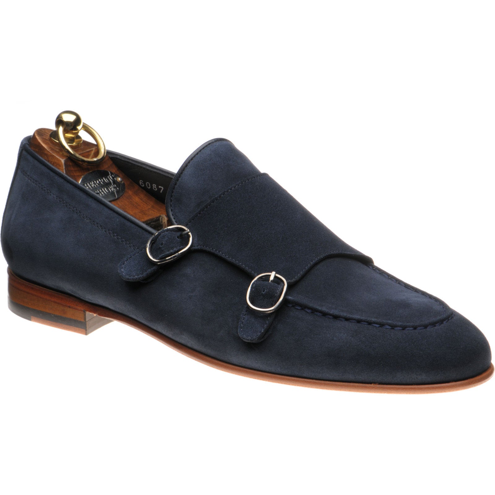 Herring Otello mens monk shoes in navy suede