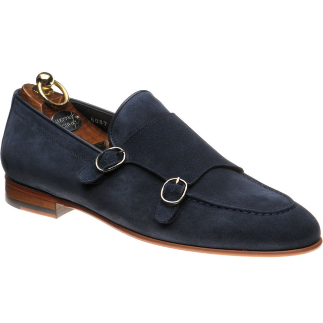 Herring Otello mens monk shoes in navy suede