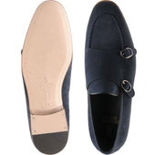 Herring Otello mens monk shoes in navy suede