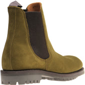 Herring Parrett mens rubber-soled Chelsea boots in green suede