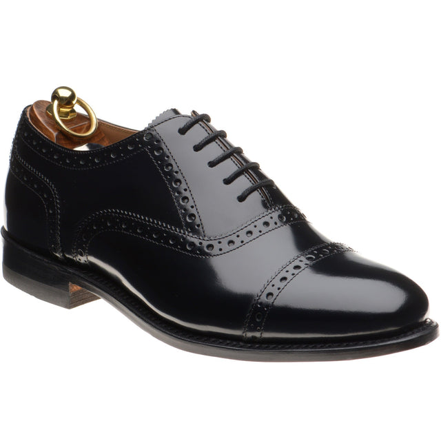 Herring Reading II mens semi-brogues in black polished