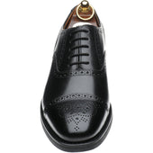 Herring Reading II (Rubber) mens rubber-soled semi-brogues in black calf with toe rose