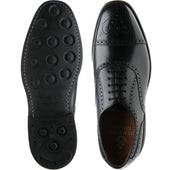 Herring Reading II (Rubber) mens rubber-soled semi-brogues in black calf with toe rose