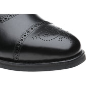 Herring Reading II (Rubber) mens rubber-soled semi-brogues in black calf with toe rose