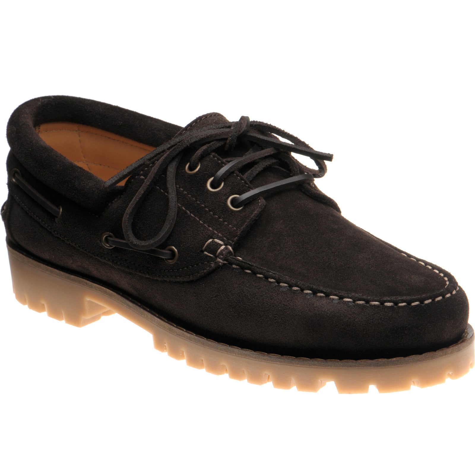 Herring Rock mens rubber-soled deck shoes in brown suede