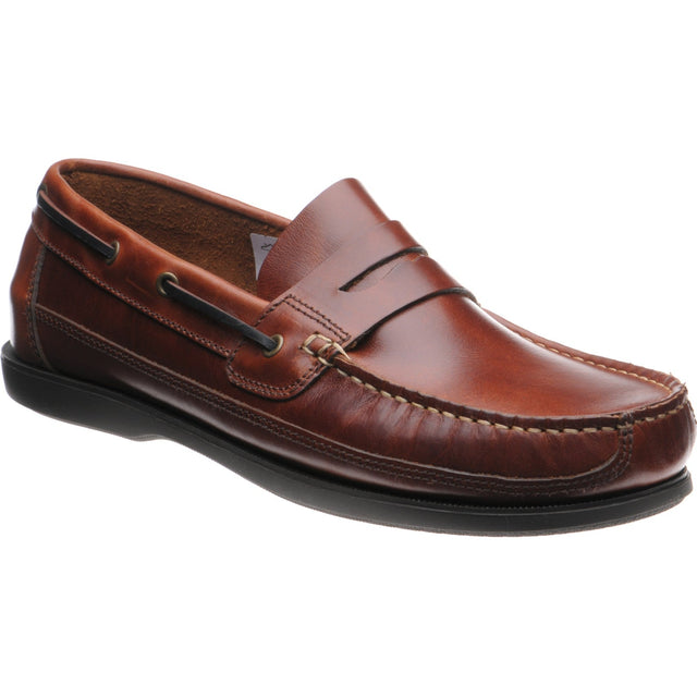 Herring Salcombe II mens rubber-soled deck shoes in chestnut