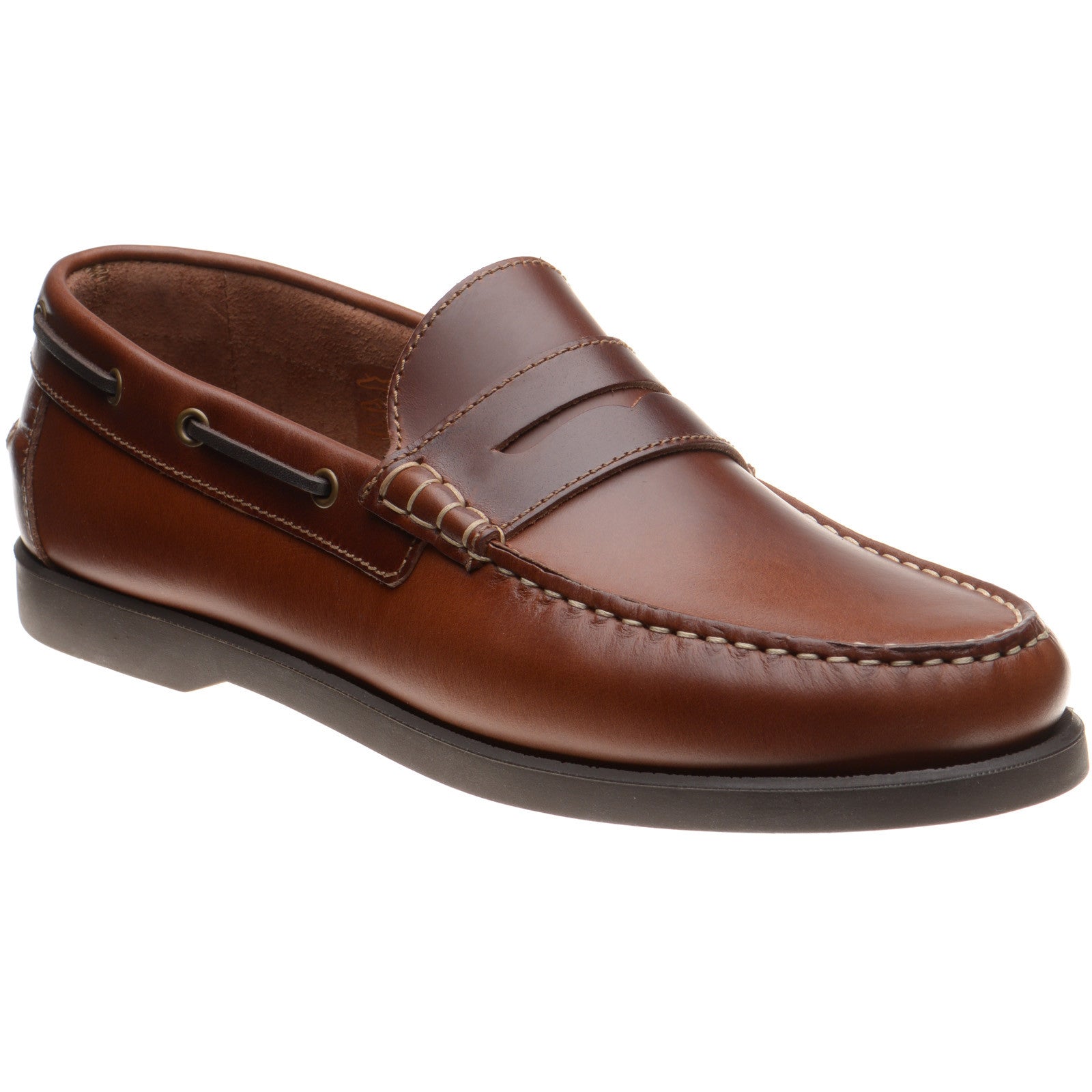 Herring Salcombe mens rubber-soled deck shoes in chestnut
