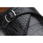 Herring Salobrena mens monk shoes in black croc