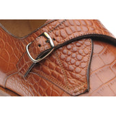 Herring Salobrena mens monk shoes in chestnut croc