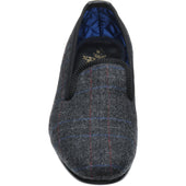 Herring Sandringham mens tweed house shoes in charcoal tweed