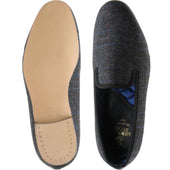 Herring Sandringham mens tweed house shoes in charcoal tweed