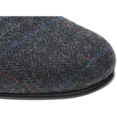 Herring Sandringham mens tweed house shoes in charcoal tweed