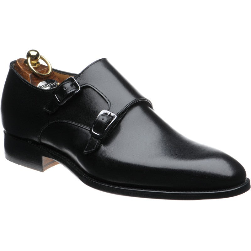 Herring Shakespeare mens double monk shoes in black calf (second)
