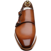 Herring Shakespeare mens double monk shoes in tan calf