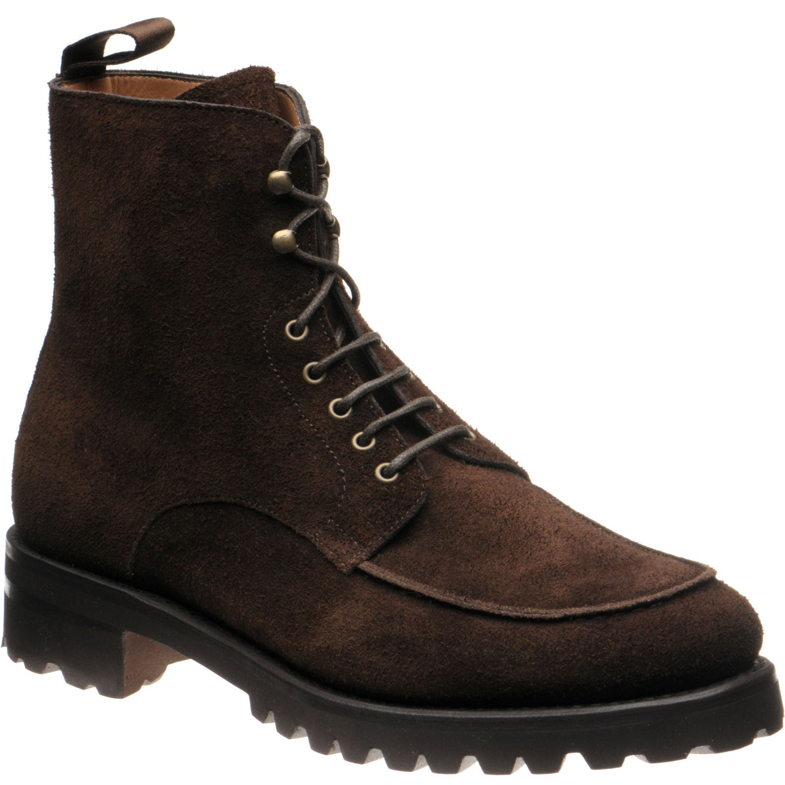 Herring Sharpham mens rubber-soled boots in dark brown suede