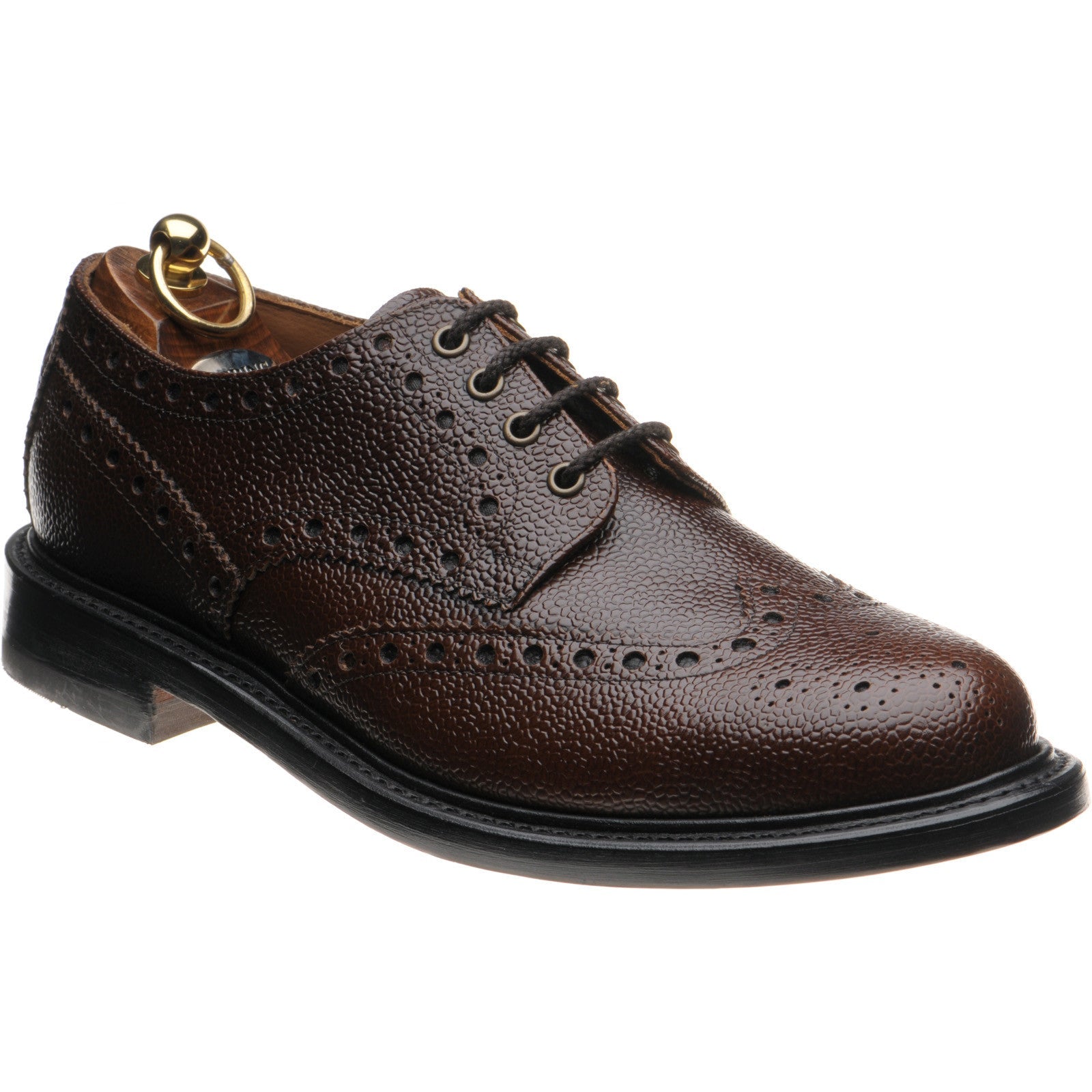 Herring Sheffield mens brogues in polished brown grain