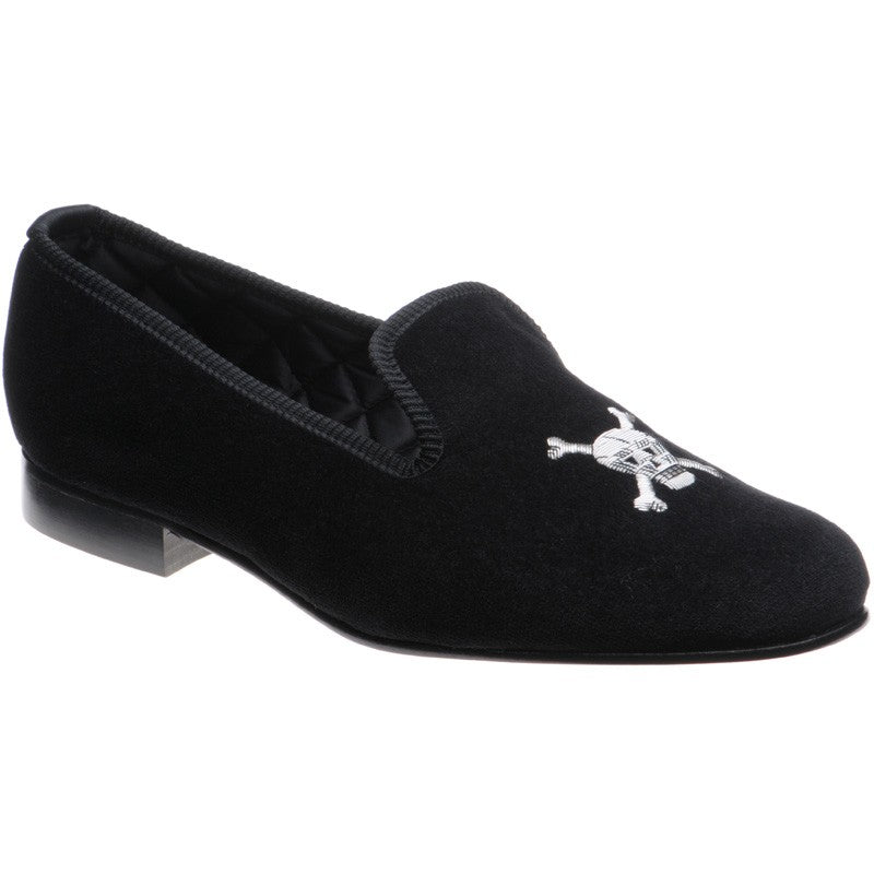Herring Skull Slipper mens house shoes in black velvet