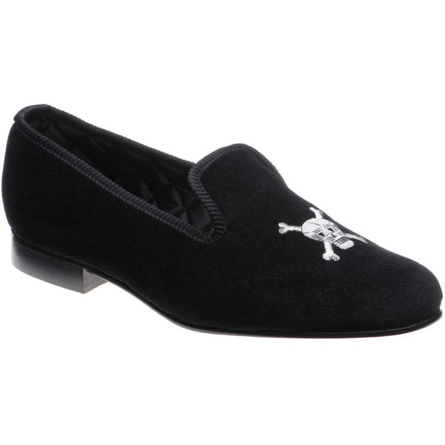 Herring Skull Slipper mens house shoes in black velvet