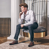 Herring Sloane mens semi-brogues in dark brown calf