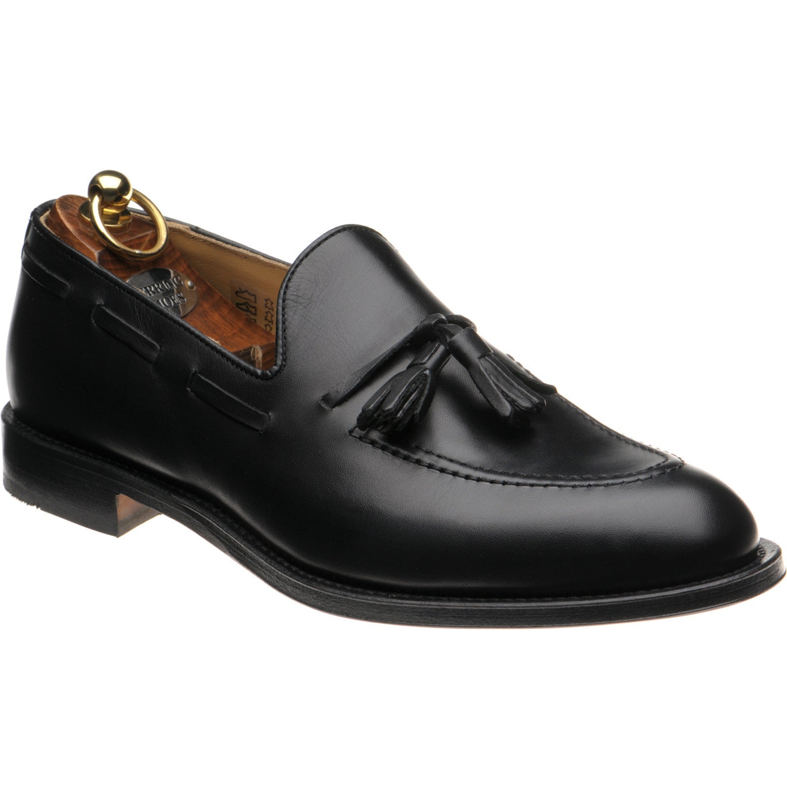 Herring St Davids mens tasselled loafers in black calf