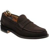 Herring St George mens loafers in dark brown suede