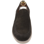 Herring St Jean mens rubber-soled loafers in dark brown suede
