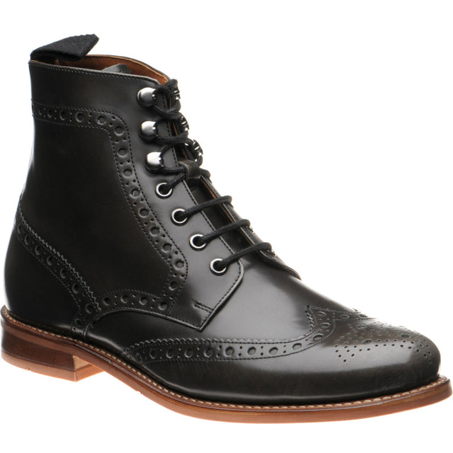 Herring Steeperton mens rubber-soled brogue boots in grey rub off hi-shine (second)