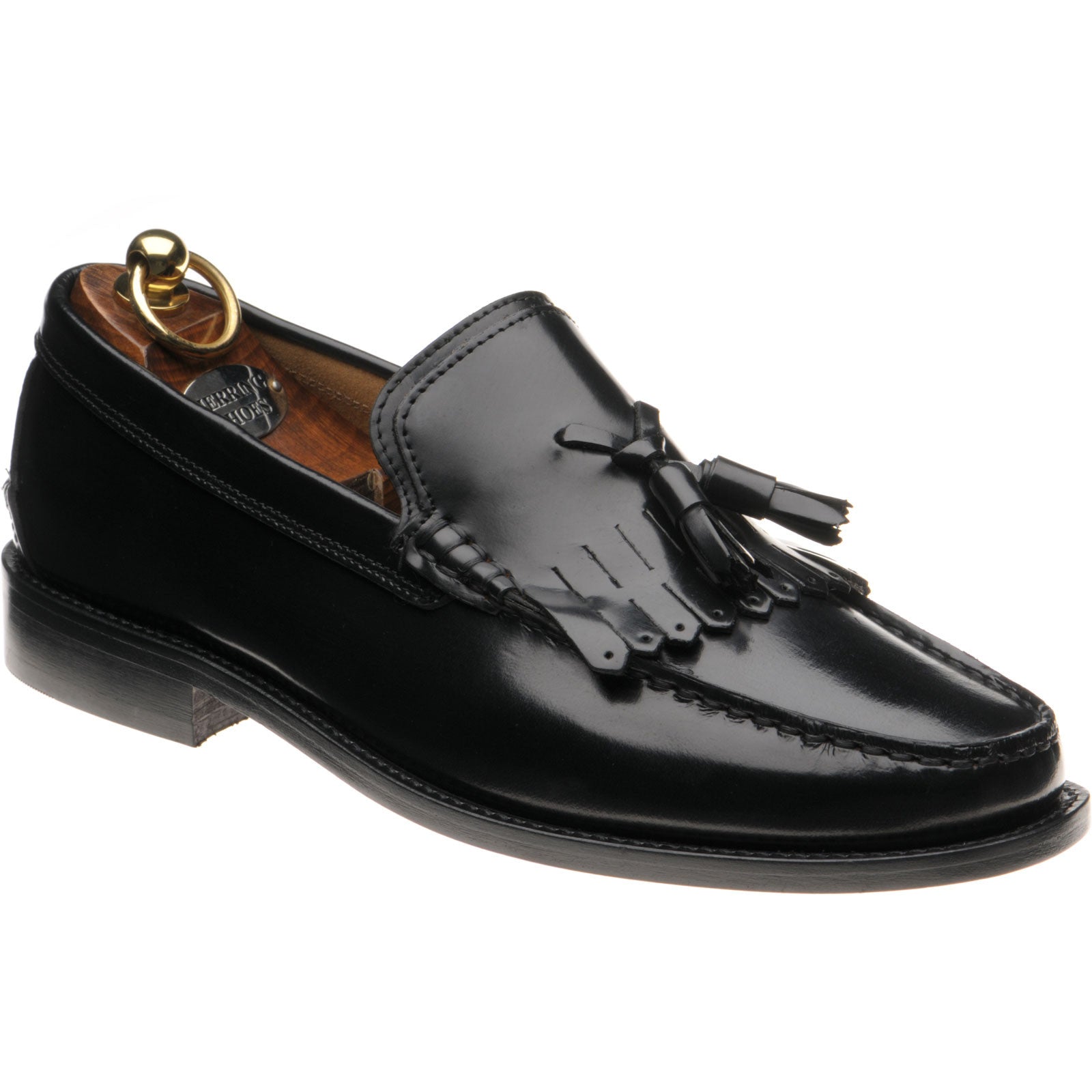 Herring Terni II mens hybrid-soled tasselled loafers in black polished