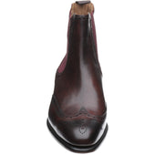 Herring Thatcher mens brogue Chelsea boots in burgundy calf