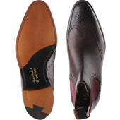 Herring Thatcher mens brogue Chelsea boots in burgundy calf