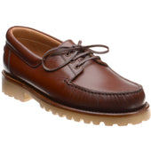 Herring Vilamoura mens rubber-soled deck shoes in brown pull up