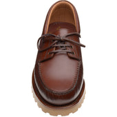 Herring Vilamoura mens rubber-soled deck shoes in brown pull up (second)