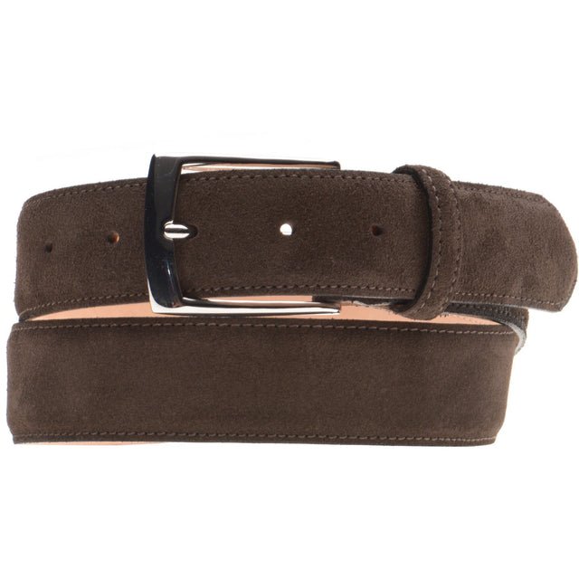 Herring Westminster Belt in dark brown suede nickel buckle