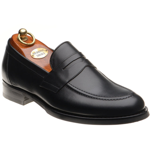 Herring William mens rubber-soled loafers in black calf