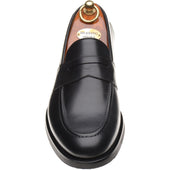 Herring William mens rubber-soled loafers in black calf