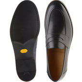 Herring William mens rubber-soled loafers in black calf