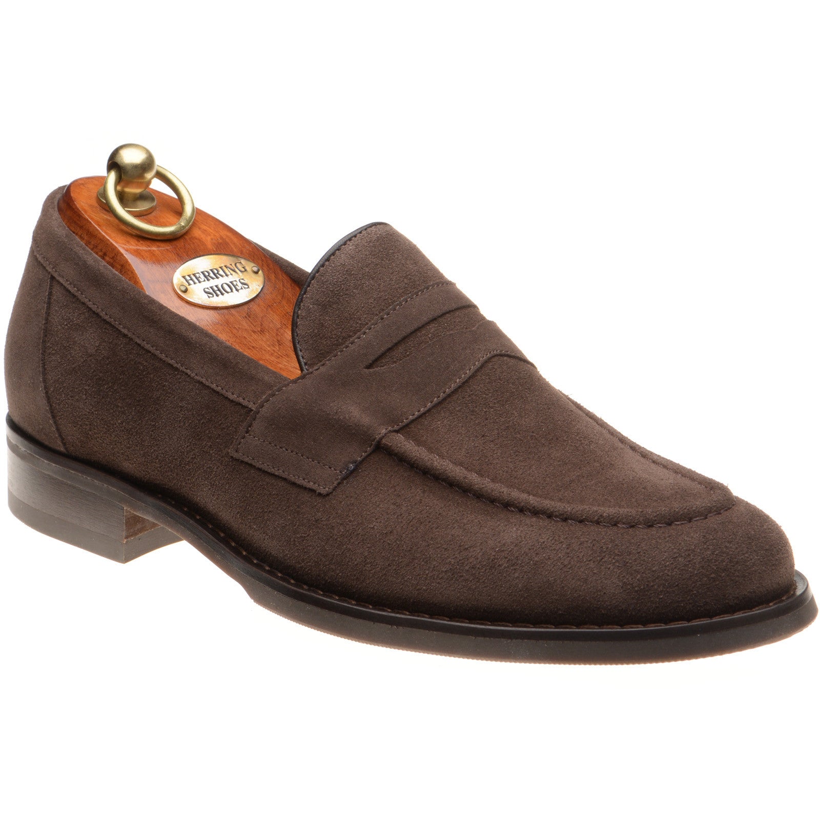 Herring William mens rubber-soled loafers in brown suede