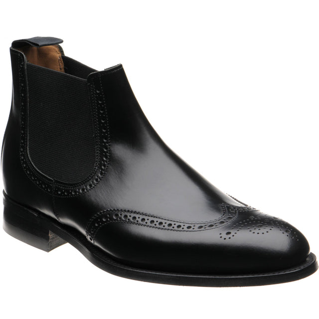 Herring Wye (Rubber) mens rubber-soled brogue Chelsea boots in black calf