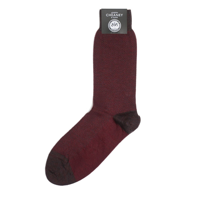 Herringbone Burgundy Merino Wool Socks